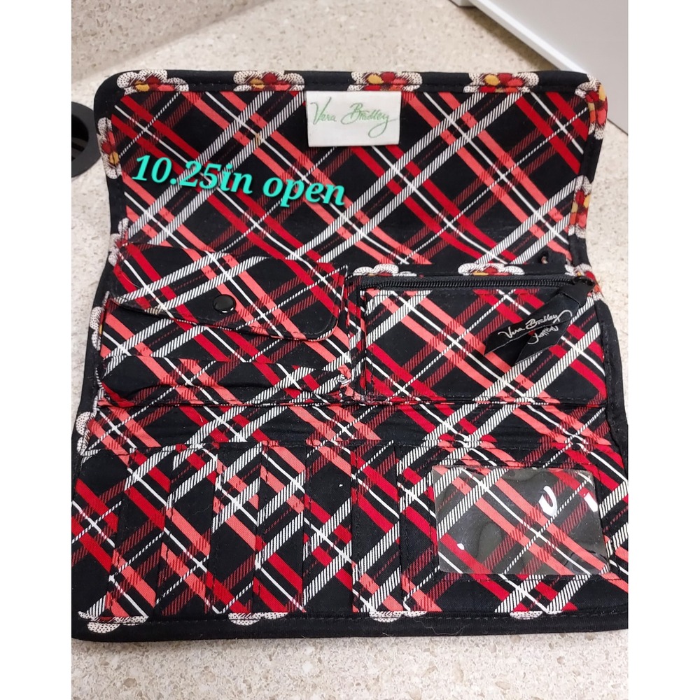 Vera Bradley Quilted Pirouette Crossbody Wallet Clutch Black Floral‎ Pockets - Picture 3 of 6